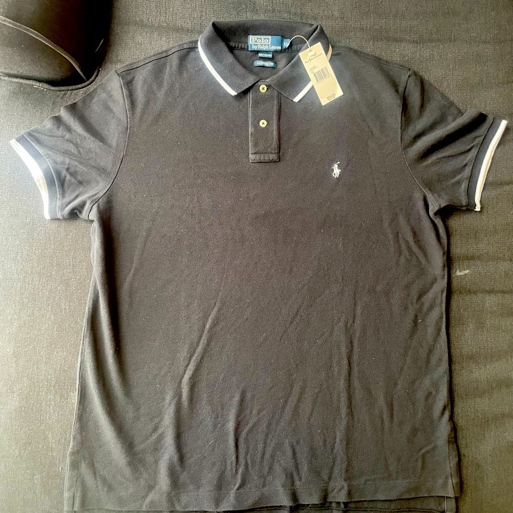 Ralph Lauren Polo cotton - Black Polo - White Polo logo - Sz XL